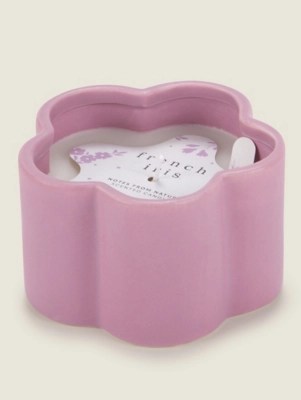 Purple Flower French Iris Ceramic Candle Home at ASDA