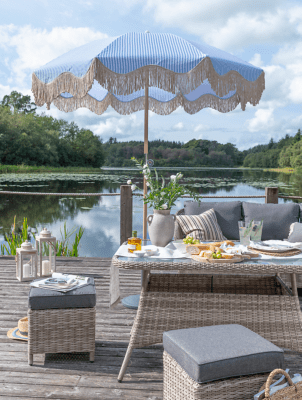 Riviera Stripe Parasol Outdoor & Garden at ASDA