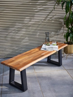 Wooden Statement Bench Outdoor & Garden at ASDA