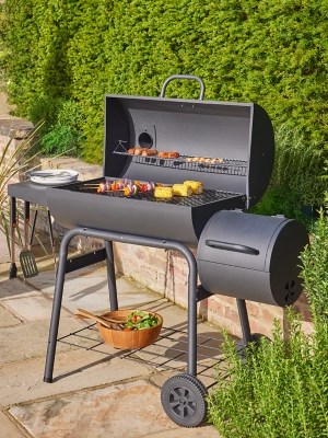 Uniflame Offset Charcoal Smoker BBQ Outdoor & Garden at ASDA