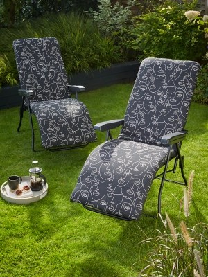 Miami Padded Relaxer Chair 2 Pack Abstract Faces Print Outdoor