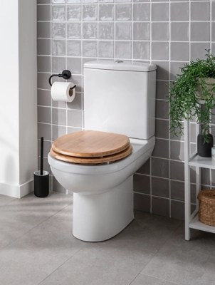 Natural Bamboo Toilet Seat Home at ASDA