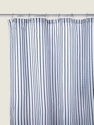 Navy Stripe Shower Curtain Home at ASDA