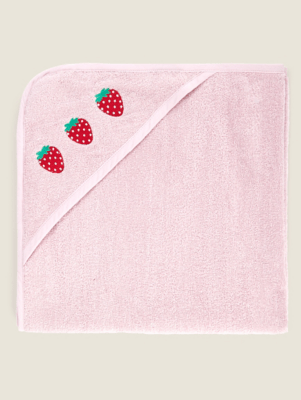 Red Strawberry Cotton Hooded Towel Baby at ASDA