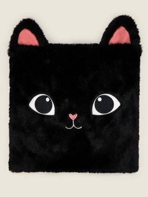 Black 3D Cat Cushion Home at ASDA