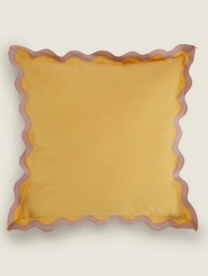Ochre Scalloped Edge Cushion Home at ASDA