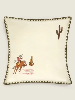Natural Embroidered Horse Cushion Home at ASDA