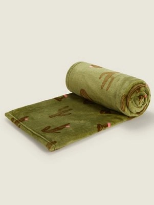 Green Cactus SuperSoft Throw Home at ASDA