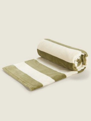 Green Stripe SuperSoft Throw Home at ASDA