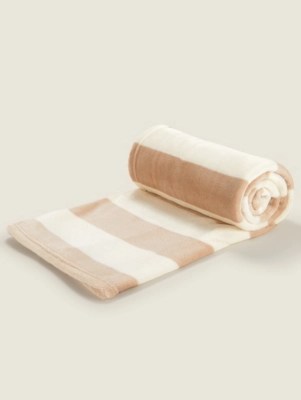 Natural Stripe SuperSoft Throw Home at ASDA