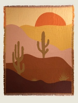 Brown Prairie Cactus Double Gauze Throw Home at ASDA
