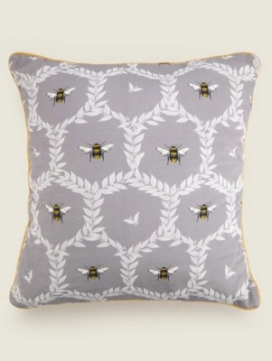 Grey Bee Cushion Home at ASDA