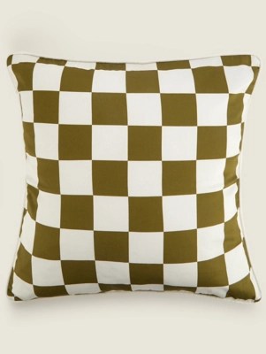 Green Checkerboard Cushion Cover Home at ASDA