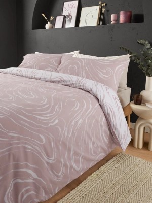 Pink Painted Marble Reversible Duvet Set Home at ASDA
