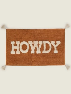 Brown Howdy Slogan Tufted Bath Mat Home at ASDA