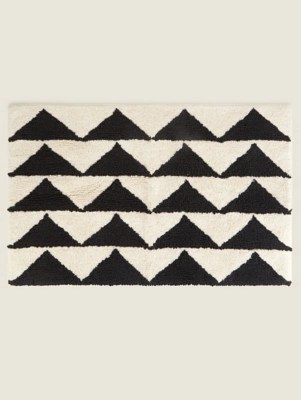 Cream & Black Geometric Triangle Tufted Bath Mat Home at ASDA