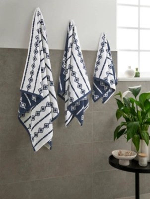 Navy Geometric Tribal Stripe Towel Range Home at ASDA