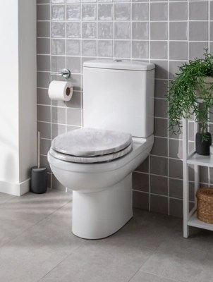 White MarbleEffect Toilet Seat Home at ASDA