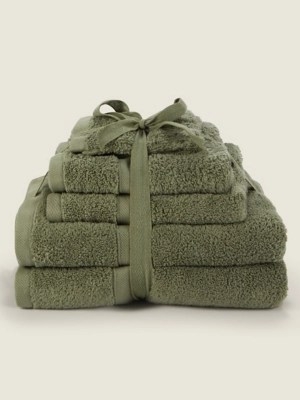 Green SuperSoft Cotton Towel Bale Set of 6 Home at ASDA