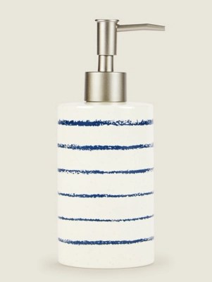 Navy Nautical Stripe Soap Dispenser Home at ASDA
