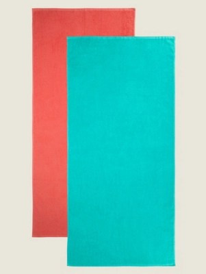 Coral & Aqua Beach Towels Set of 2 Home at ASDA