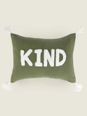Green Kind Slogan Cushion Home at ASDA