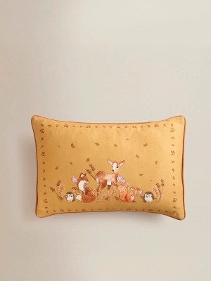 Yellow Printed Autumn Animals Cushion Home at ASDA
