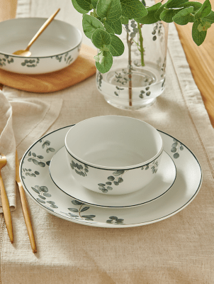 Stacey Solomon White Eucalyptus Dinner Set 12 Piece Home