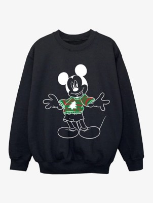 Mickey Mouse Xmas Jumper Boys Black Sweatshirt Kids at ASDA