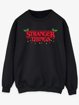 NW2 Netflix Stranger Things Christmas Lights Black Sweatshirt