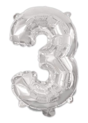 Silver 95cm Number Helium Balloon No 3 Toys & Character at ASDA