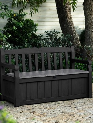 Keter Eden 265L Outdoor Garden Storage Bench Grey Outdoor & Garden