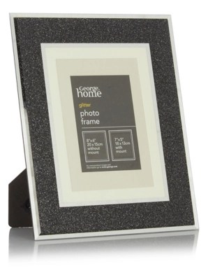 Black Glitter Glass Photo Frame 6x4inch at ASDA