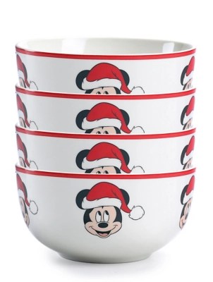 White Christmas Disney Mickey Mouse Bowls 4Pack at ASDA
