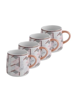 Rose GoldEffect Marble Mug 400ml Set of 4 at ASDA