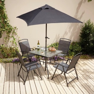 Miami 6 Piece Charcoal Patio Set with Charcoal Cushion Packs