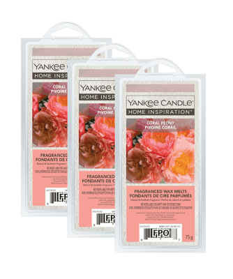 Yankee Candle Home Inspiration Coral Peony Wax Melt Set of 3 at ASDA
