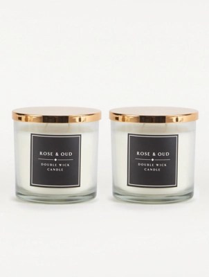 Rose & Oud Scented Classic Candle Set of 2 at ASDA