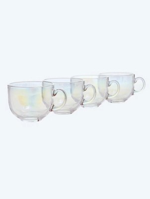 Iridescent Glass Cappuccino Mug Set of 4 at ASDA
