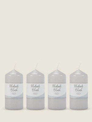 Rhubarb Blush Pillar Candle Set of 4 at ASDA