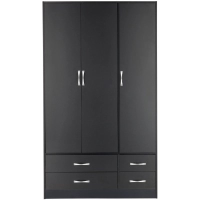Dublin Black Wardrobe 3 Door 4 Drawer Furniture at ASDA