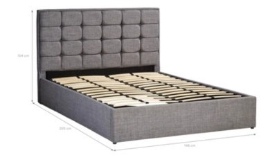 Home Liam Gas Lift Ottoman Bed in Light Grey Double Beds