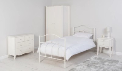 Tia Crystal Effect Bed Ivory Finish Kids Beds at ASDA