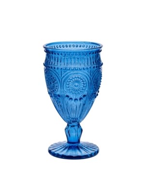 Blue Lucia Goblet Wine Glass Set of 4 at ASDA
