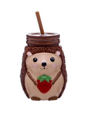 Brown Hedgehog Mason Jar Set of 4 at ASDA