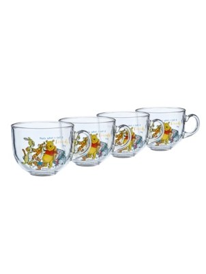 Disney Winnie The Pooh Glass Cappuccino Mug Set of 4 at ASDA