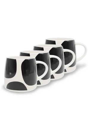 Cream & Black Spot Decal Mug Set of 4 at ASDA