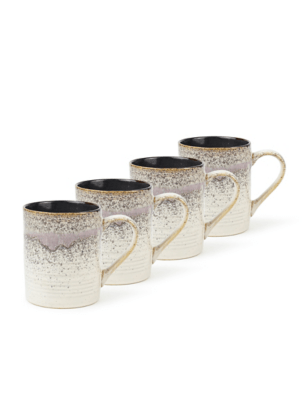 Black Reactive Glaze Mug Set of 4 at ASDA