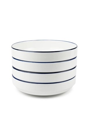 White Blue Trim Pasta Bowl Set of 4 at ASDA