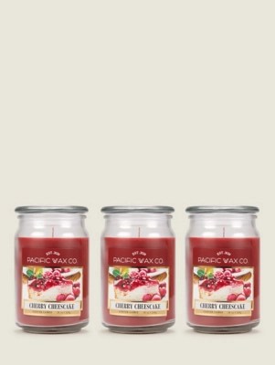 Red Pacific Wax Co Black Cherry Jar Candle Set of 3 at ASDA